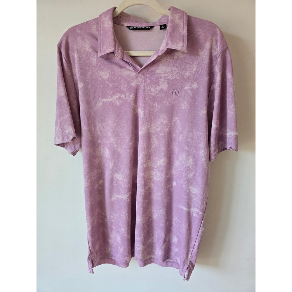 Travis Mathew Mens Purple Acid Wash Short Sleeve Golf Polo Shirt Large L